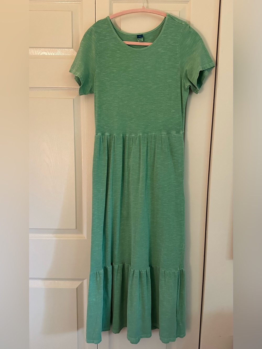 Old Navy Mint Green Short Sleeve Tiered Knit maxi midi dress